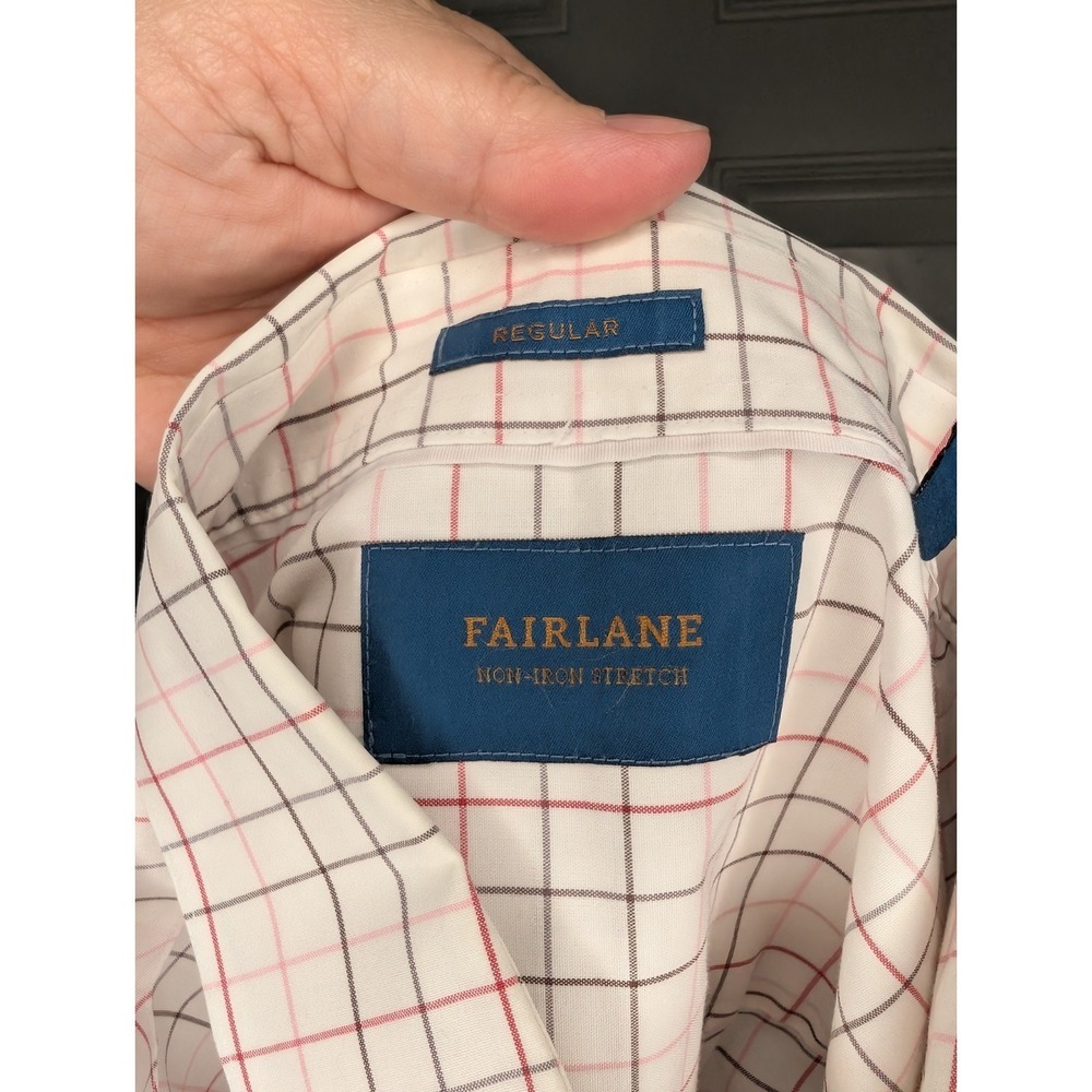Fairlane Men's XL Window Pane Pattern Long Sleeve Collared Button Shirt EUC - Picture 5 of 9